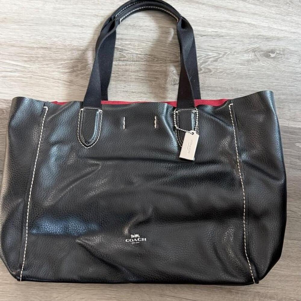 Coach black pebbled leather tote